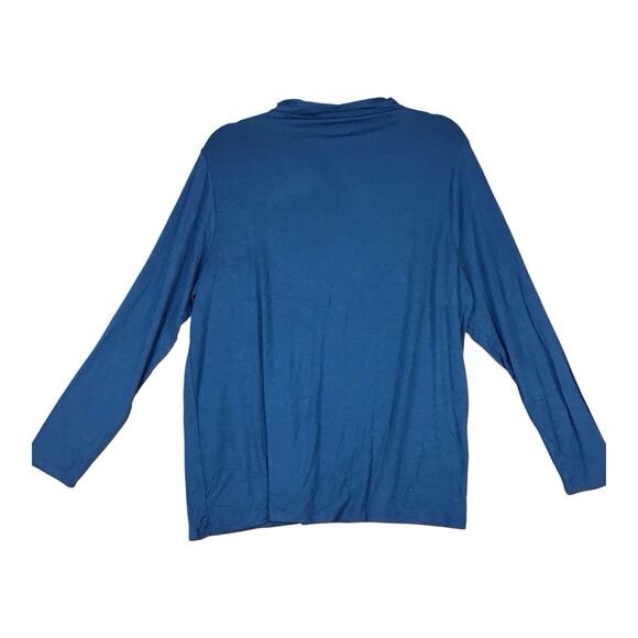 Grace Woman Blue Mock Neck Long Sleeve Top Plus Size 1X Pullover Stretch NWOT - Picture 2 of 10